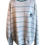 Vintage Marine Club Striped Crew Neck Sweatshirt Faded White Teal Size Large Photo 0