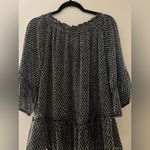 Democracy Black and White Polka Dot Peasant Blouse Size M Photo 4