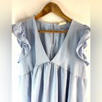 Altar'd State L Light Blue Butterfly Sleeve Ruffle Top Photo 2