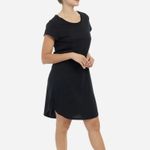 Eileen Fisher Black Organic Cotton Spandex Jersey Short Sleeve Dress Size SMALL Photo 1