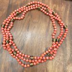 Coral Beaded Necklace Long Statement Boho Faceted Crystal Bling Glam Sparkle Pink Photo 0