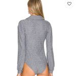 ONIA NWT Geo Knit Long Sleeve Bodysuit Textured Polo Stretchy Light Heather Grey Photo 2