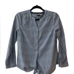 Talbots  Blue, Navy, White Patterned Button-Down Shirt Tie Hem Size MP Photo 1