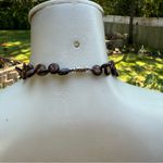 Cowrie Shell Flower Pendant Necklace Pendant Handcrafted Boho Beachy Glossy Brown Photo 2