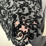 Diane Von Furstenberg  XS Silk Burnout WhimsiGoth Black Button Up Blouse Photo 6