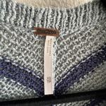Free People  Circle Back Cardigan Blue XS Striped Draped Knit Sweater Photo 3