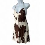 Princess Polly  | 4 | El Salvador Brown & White Cow Print Satin Slip Mini Dress Photo 1