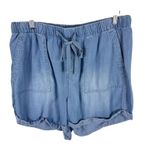 Workshop Republic Clothing Workshop Republic Blue 100% Tencel Lyocell Drawstring Waist Cuffed Shorts Size L Photo 0
