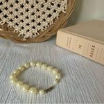 Pearl Bracelet Gold Bead Elegant Vintage “Lagaertha” Classic Minimal Pearlcore White Photo 1