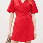 Ganni red Mini Wrap Dress Size 34 Small Photo 0