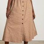 Everlane Women’s full Gingham plaid button front cotton maxi skirt size xl Photo 0