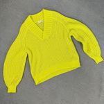 Anthropologie  Honore Open Weave Wool Blend Sweater Yellow Small Slouchy V Neck Photo 13