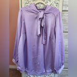 Torrid purple professional office siren feminine Satin Bow tie Blouse 4X NWT Photo 4