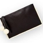 Carlos Santana new 𒀭Vegan Leather Faux Fur Pom Pom Clutch Handbag Bag 𒀭Black Photo 0