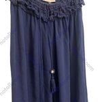 Ocean Drive  Beach Pants Ladies Sz Small Blue w/mirrored Detailing Fringe Photo 0