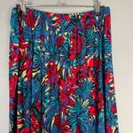 Vintage Skirt Tropical Floral Elastic Waistband Blue Red Eclectic Maximalist 80s Pink Size M Photo 5