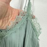 Lush Clothing LUSH Sage Green Lace Trim Pleated Cami Tank Top Women's Small Lettuce Hem Y2K Photo 4
