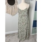 Vintage 90s Sage Green Crinkle Floral Fairycore Phoebe Buffay Long Maxi Dress 10 Photo 1