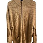 paul Fredrick tan cable knit elbow patch eclectic grandpa cotton zip cardigan Size XXL Photo 0