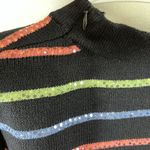 St John Evening By Marie Gray Black Knit Stripe Sequin Pullover Vtg USA Sz P Photo 7