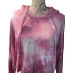 Tie Dye Crop Hoodie Pink and White Small Photo 9