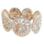 INC Rose Gold Crystal Circle Stretch Bracelet 1" Wide Sunburst Sitting at 7" NWT Photo 0