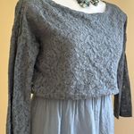 Amanti Delicate Light Blue Boxy Lace Silk Dress Floral Oversize Relaxed Fit SZ S Photo 1