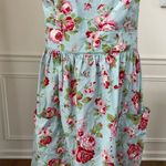 Sundress Light Blue Pink Red Rose Overall Style Midi Dress Swing Rockabilly L Size L Photo 3