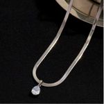 Silver Plated cubic zirconia Teardrop Pendant Necklace stainless steel jewelry Photo 2