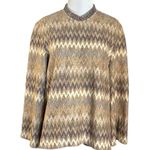 Alberto Makali Textured Chevron Metallic Beaded Collar Sweater Top Large Evening Photo 0