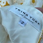 Trina Turk  bubble hem‎ skirt White Yellow gold  floral cotton silk blend mini 2 Photo 2