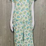 Vintage floral lace collar pajama sleepwear shirt and pants size 38 cotton 1960 Blue Size M Photo 0