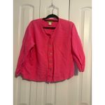 Sigrid Olsen Pink Linen Blend Button Front V-Neck Shirt Top Womens XL Photo 2