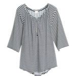 Chico's Knit Kit Stripe Off-the-Shoulder Top Nautical 3/4 Sleeve Blouse 0 (S/M) Photo 0