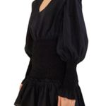 Farm Rio  Dress Women's Size Small Black Smocked Long Sleeve Cocktail Party Photo 3