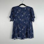 Torrid Fit & Flare Slub Button Up Toe Sleeve Blouse Blue Sz M Photo 8