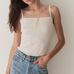 NWT DÔEN Ligea Pointelle Organic Cotton Cami Square Neck Tank | Sz Medium | Salt White Photo 0