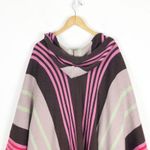 Free People  Back Bay Hooded Kimono Poncho Sweater Wrap Fringed Striped Boho Photo 12