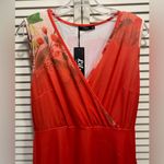 Lily Dress Bright Orange Floral Tank Wrap Front High/Low Size M Size M Photo 2