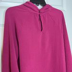 Evereve  Women Large Magenta Textured Long Sleeve Blouse Top Photo 4