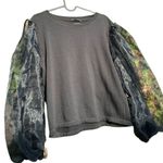 ZARA Black Sweater with Tulle Puffed Arm Details Size Medium 0264/686/800 Photo 0