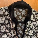 Talbots VTG Black + Ivory Floral Embroidered Sheer Mesh Cardigan w/ Velvet Trim sz 8 Photo 2