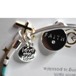 Love this life  Shades Of Blue Faith Cross Heart Charm Silver Tone 7" Bracelet Photo 2