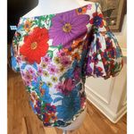 H&M Multicolor Puffy Sleeve Wide Neck Top - Size 4 Photo 3