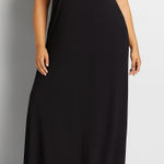 Lane Bryant Black Cold Shoulder V Neck Maxi Dress Women Size 14 16 Rayon NWT Photo 0