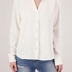 HAVE White Long Sleeve Collared Button Front Shirt Women's Size M Size M Photo 0