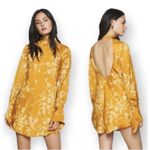Free People Aries Floral High Neck Open Back Dress Gold Floral Boho Sz S Photo 2