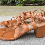 Valentino Garavani Valentino Rockstud Gladiator tan leather lace-up block heel sandal size IT36 US6 Photo 4