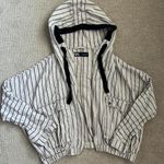 ZARA Black and White Striped Hooded Jacket S Photo 0