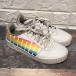 Puma  Carina Soft Foam Rainbow Letters Pride Sneakers Kids sz 6.5 White Low Top‎ Photo 3